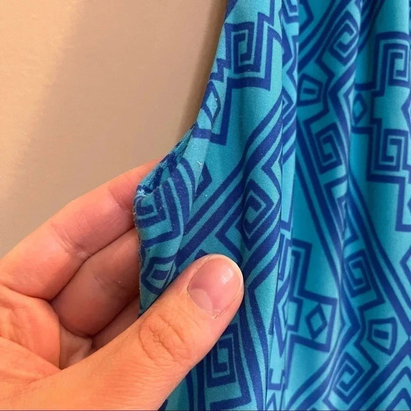 Apt 9 Womens Dress XS Sleeveless Maxi Blue Aztec Tribal Print Keyhole Neck - Picture 6 of 11